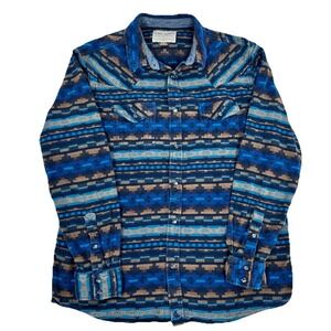 CODY JAMES Flannel Shirt Men's L Detroit Southwestern Long Sleeve Aztec Snap